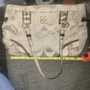Coach Elegant Beige and Brown Handbag